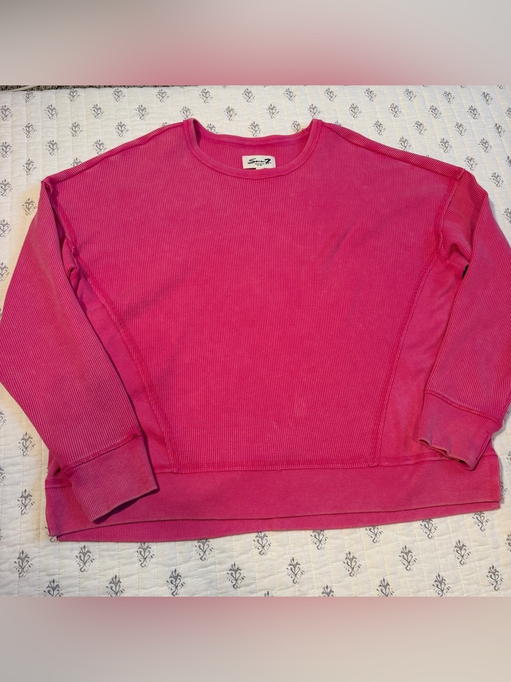 Seven7 Pink Waffle Knit Oversized Sweatshirt Size XL